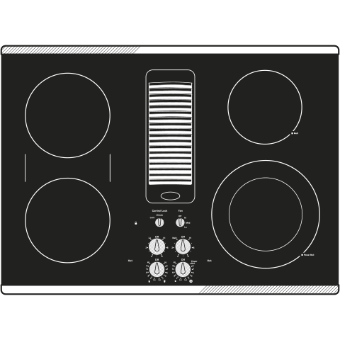 GE Profile(TM) 30" Downdraft Electric Cooktop - (PP9830SRSS)