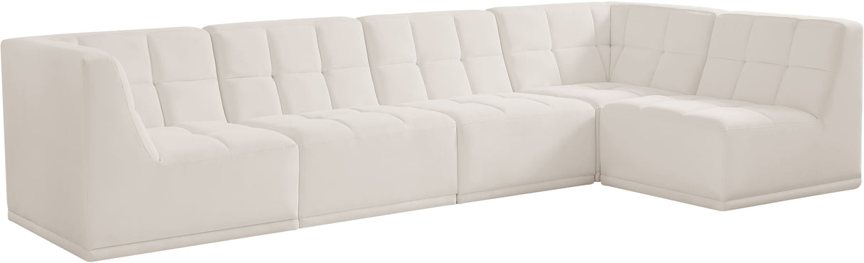 Relax - Modular Sectional 5 Piece - Cream - Fabric