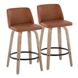 Toriano - 26" Fixed-Height Counter Stool (Set of 2) - Light Brown & Black Base