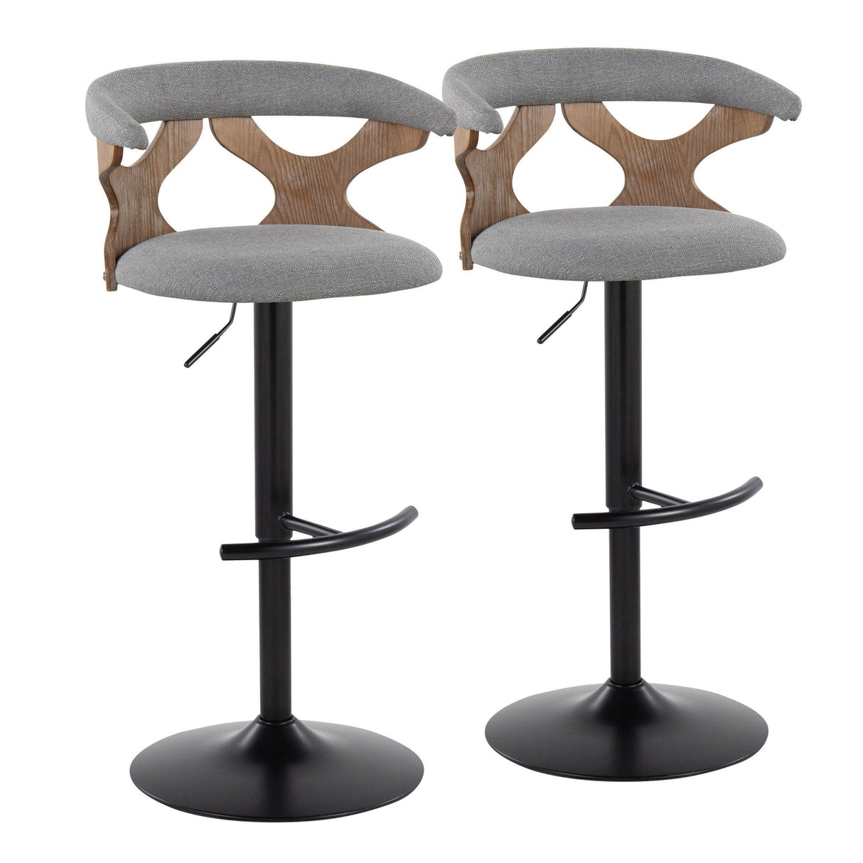 Gardenia - Adjustable Barstool (Set of 2) - Black Base & Brown Backrest