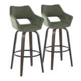 Mustang - 30" Fixed-Height Barstool With Swivel - Walnut Glazed Wood (Set of 2)