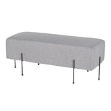 Daniella - Bench - Black Metal And Gray Fabric