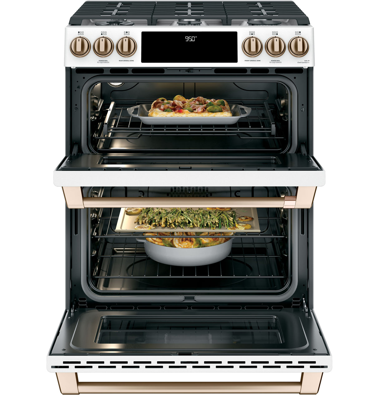 Caf(eback)(TM) 30" Smart Slide-In, Front-Control, Dual-Fuel, Double-Oven Range with Convection - (C2S950P4MW2)