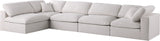 Plush - Velvet Standart Comfort Modular Sectional 5 Piece - Cream