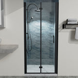 Bi-Fold Semi-Frameless Shower Doors In Matte With Clear Glass