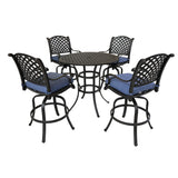 Round 41.97" Long Bar Height Dining Set With Cushions