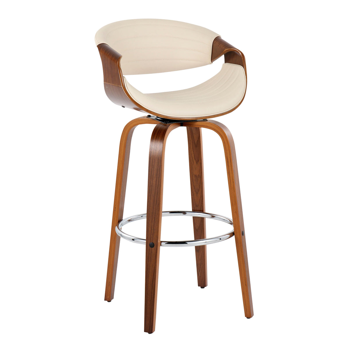 Symphony - Mid Century Modern Fixed Height Barstool With Swivel With Round Footrest (Set of 2)