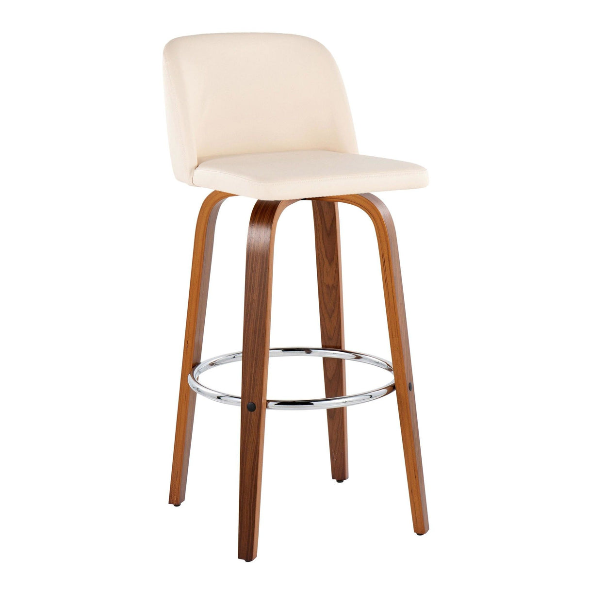 Toriano - 30" Fixed-height Barstool (Set of 2) - Walnut And Beige