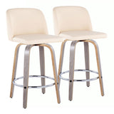 Toriano - 26" Fixed-height Counter Stool (Set of 2) - Cream And Light Gray