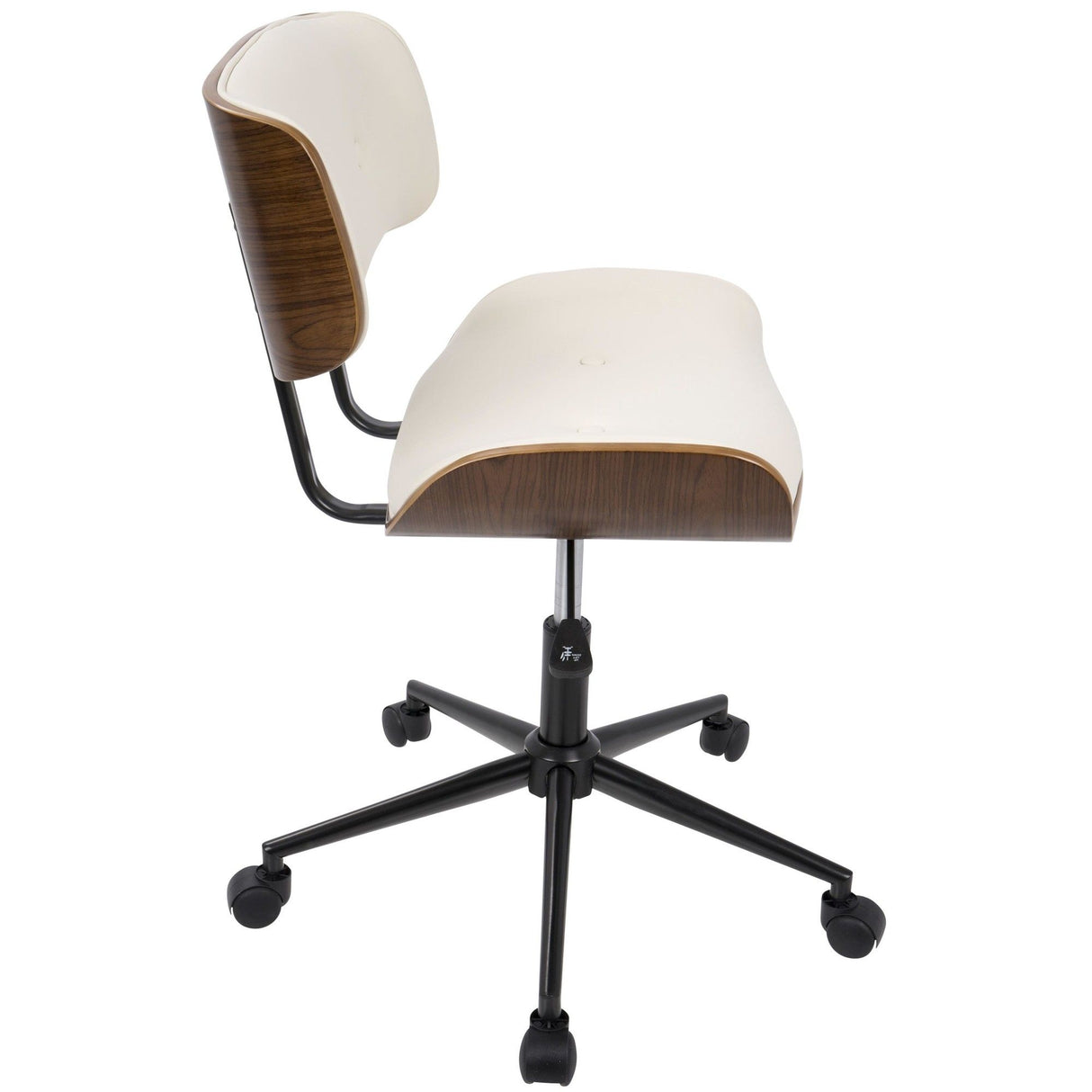 Fabrizzi - Office Chair - Black Metal, Walnut Wood, And Gray Fabric