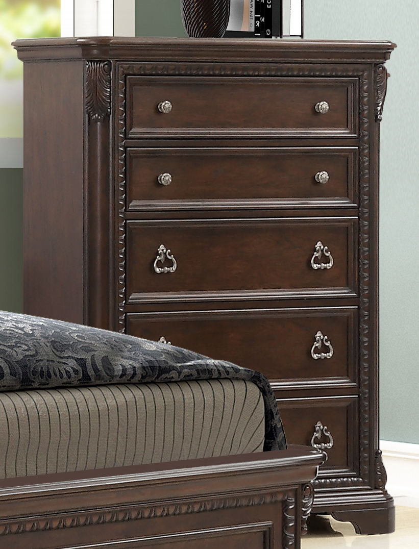 Traditional 5 Drawer Chest - Mahogany