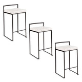 Fuji - Stackable Counter Stool With Cushion - Black Metal