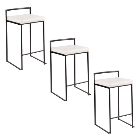 Fuji - Stackable Counter Stool With Cushion - Black Metal