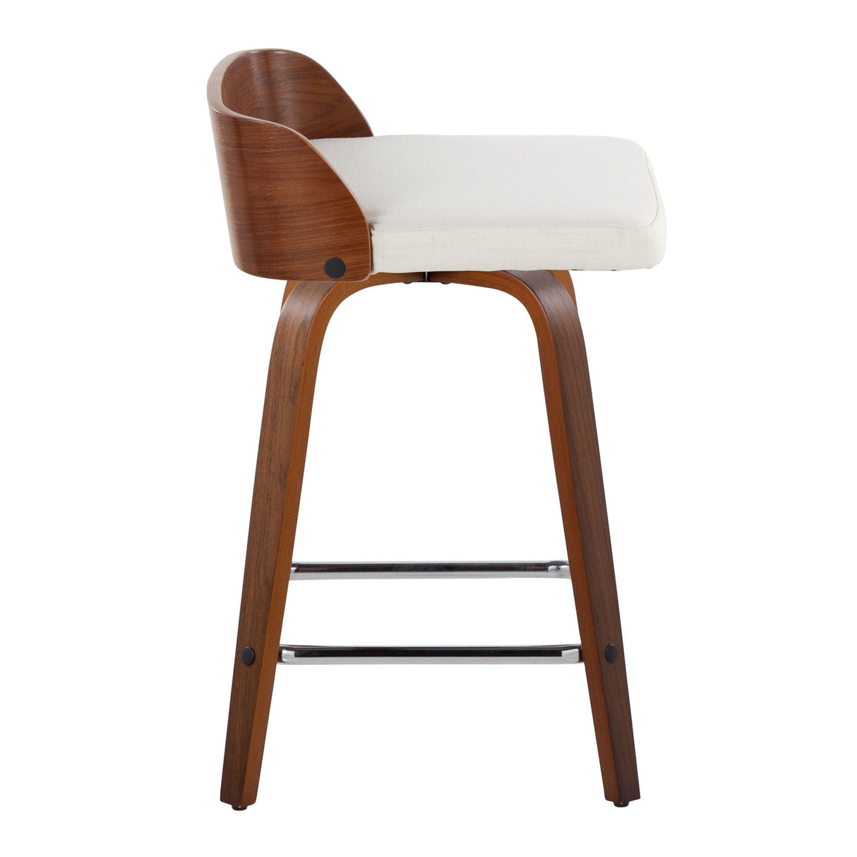 Maya - Mid Century Modern Fixed Height Counter Stool With Swivel With Square Footrest (Set of 2)