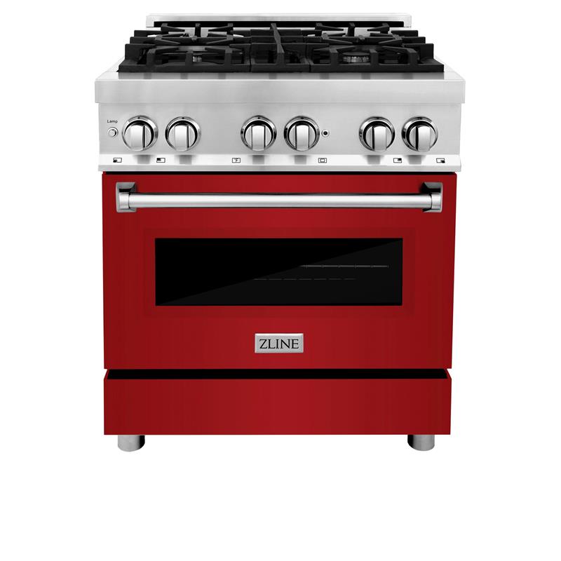 ZLINE 30 in. Dual Fuel Range with Gas Stove and Electric Oven in Stainless Steel (RA30) [Color: Red Gloss] - (RARG30)