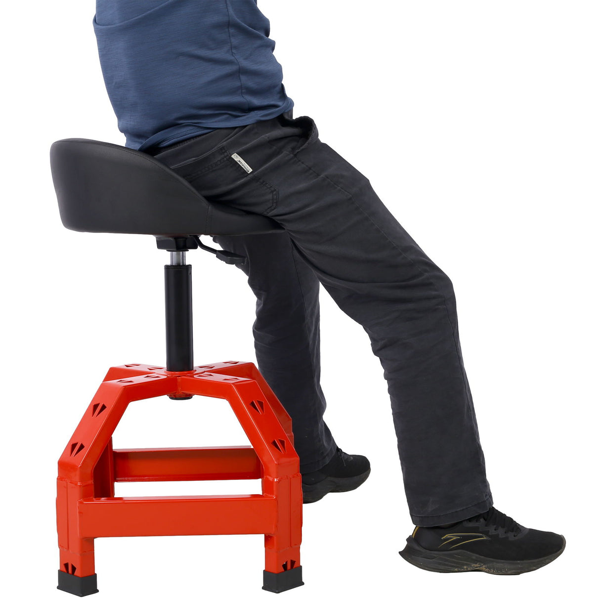 Pneumatic 360 Degree Swivel Stool, Mechanics Rolling Creeper Seat, Heavy Duty Mechanics Stool