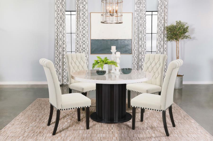 Sherry - Round Marble Top Dining Table Set