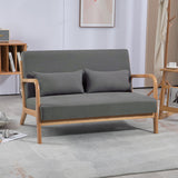 Leisure Chair With Solid Wood Armrest And Feet, Mid-Century Modern Accent Sofa, 2 Seat