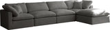 Plush - Velvet Standart Comfort Modular Sectional 4 Piece - Grey - Fabric