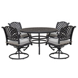 Stylish Outdoor 5 Piece Aluminum Dining Set With Cushion, Swivel And Rocking Chairs - Sandstorm