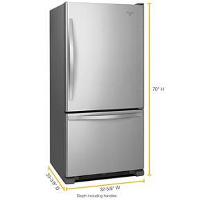 33" Wide Bottom-Freezer Refrigerator With SpillGuard Glass Shelves - 22 Cubic Feet