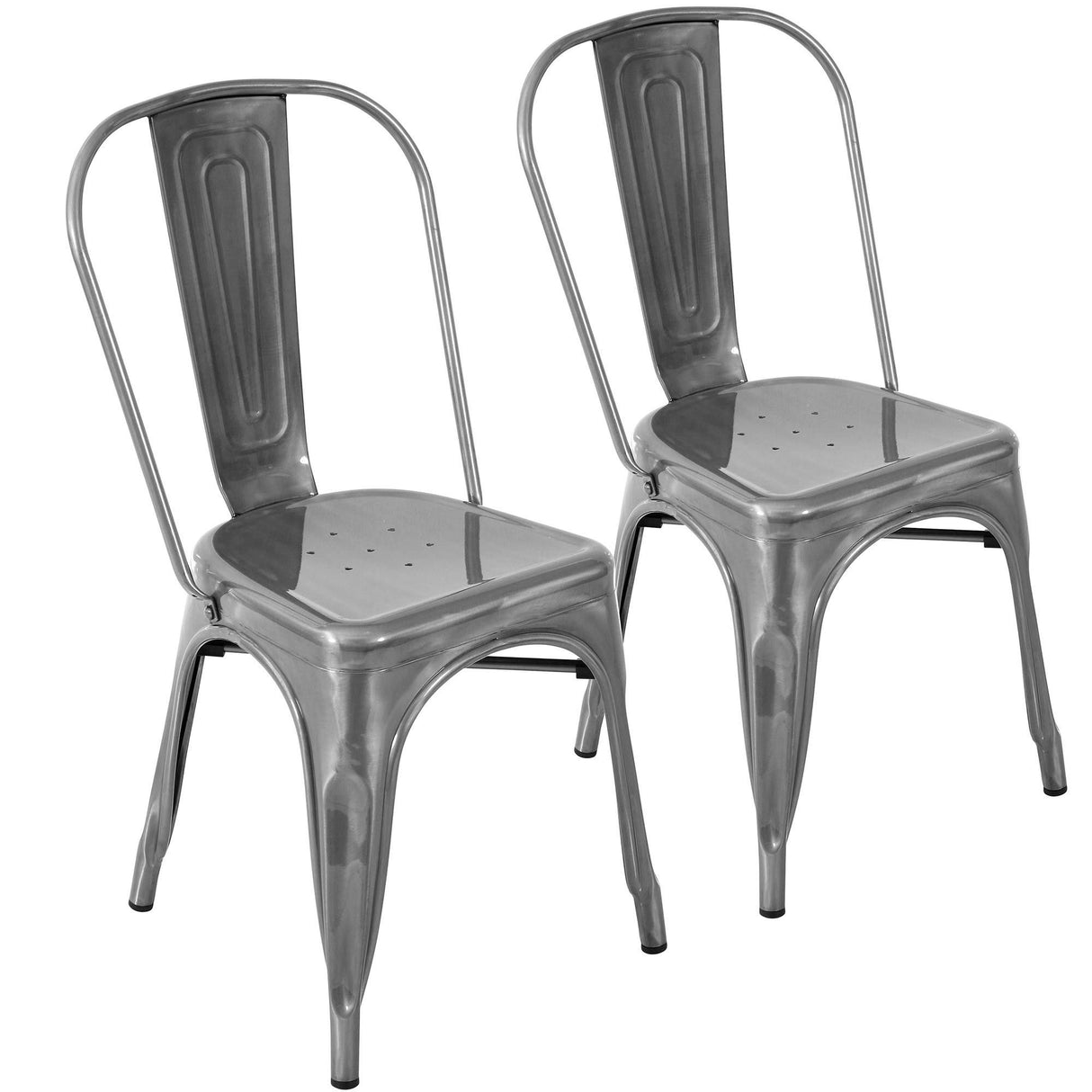 Oregon - Stackable Dining Chair - Brushed Silver (Set of 2)