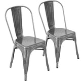 Oregon - Stackable Dining Chair - Brushed Silver (Set of 2)