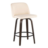 Toriano - 26" Fixed-Height Counter Stool (Set of 2) - Walnut & Black Base