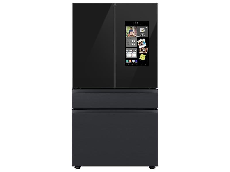 Bespoke 4-Door French Door Refrigerator (23 cu. ft.) - with Top Left and Family Hub(TM) Panel in Charcoal Glass - and Matte Black Steel Middle and Bottom Panels - (RF23BB89008MAA)