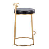 Round Fuji - 26" Fixed-Height Counter Stool (Set of 2) - Gold Base