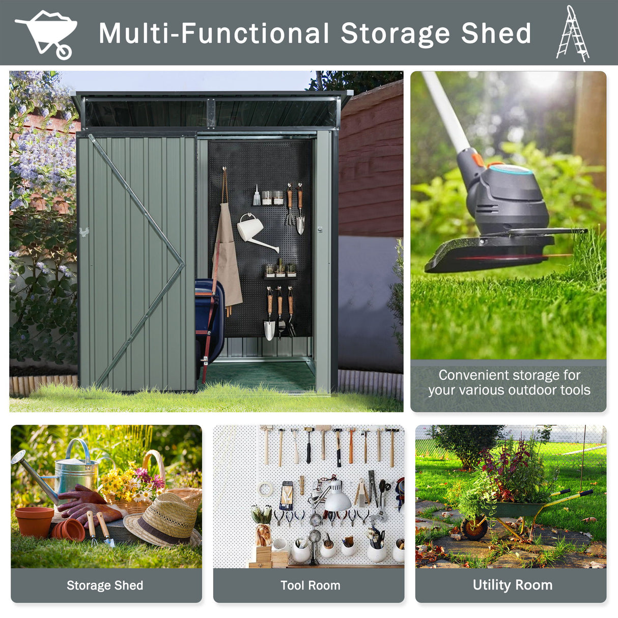 Outdoor Metal Storage Shed Transparent Plate