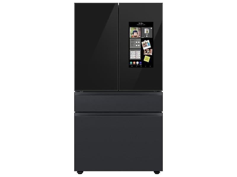 Bespoke 4-Door French Door Refrigerator (29 cu. ft.) - with Top Left and Family Hub(TM) Panel in Charcoal Glass - and Matte Black Steel Middle and Bottom Door Panels - (RF29BB89008MAA)