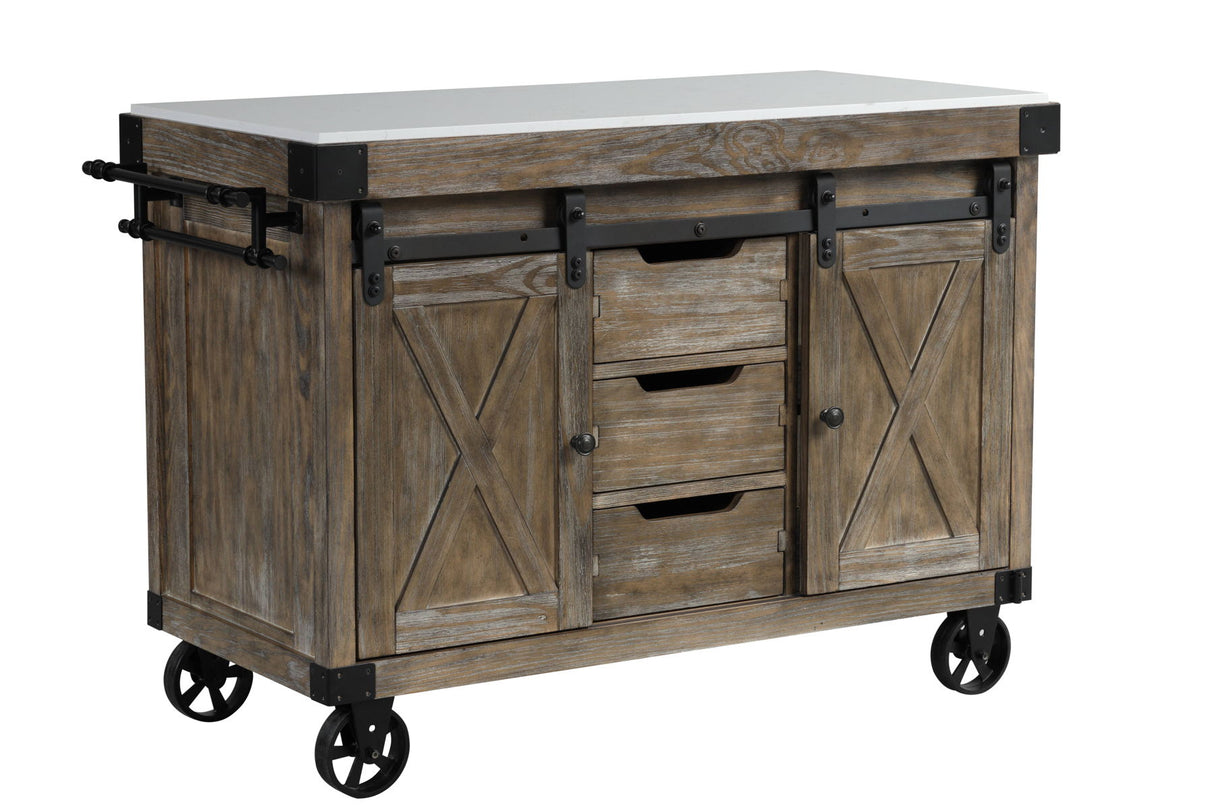 Alforvott - Weathered Kitchen Island - Gray / Marble