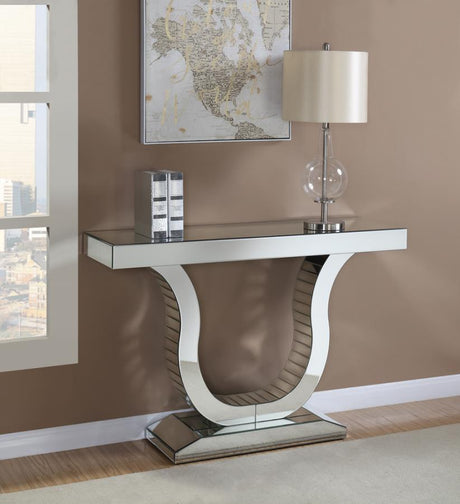 Saanvi - U-Shaped Mirrored Entryway Console Table - Silver