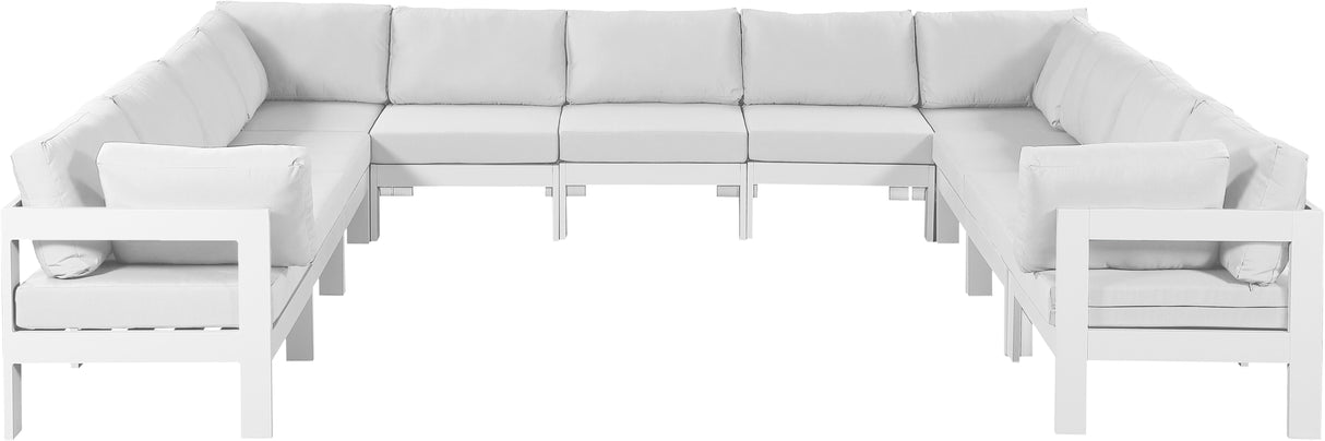 Nizuc - Outdoor Patio Modular Sectional 11 Piece - White - Fabric