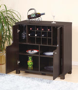 Wine Cabinet With Two Doors Removeable Wine Bottle Rack Metal Wine Glass Racks Four Shelves - Red Cocoa