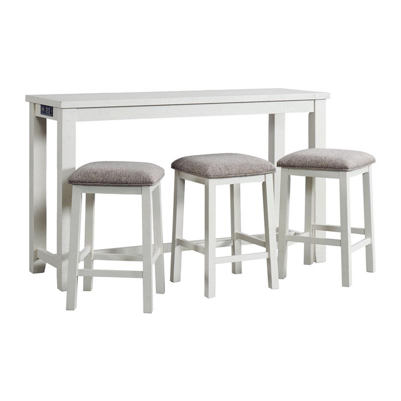 Stone Occasional Bar Table Single Pack in White (Table + Three Stools) - (TST700BTSP)