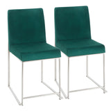 Fuji - High Back Dining Chair - Velvet Seat And Stainless Steel (Set of 2)