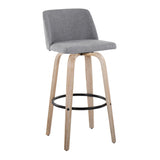 Toriano - Mid-Century Modern Fixed Height BarStool With Round Footrest (Set of 2)