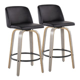 Toriano - 26" Fixed-Height Counter Stool (Set of 2) - Gray & Black Round Base