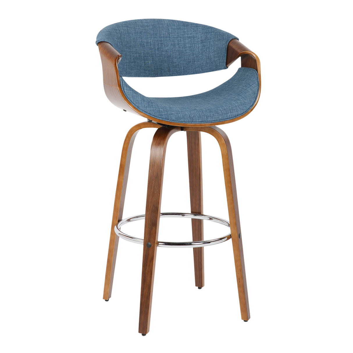 Curvini Mid - Century Modern Fixed Height Barstool With Swivel (Set of 2)