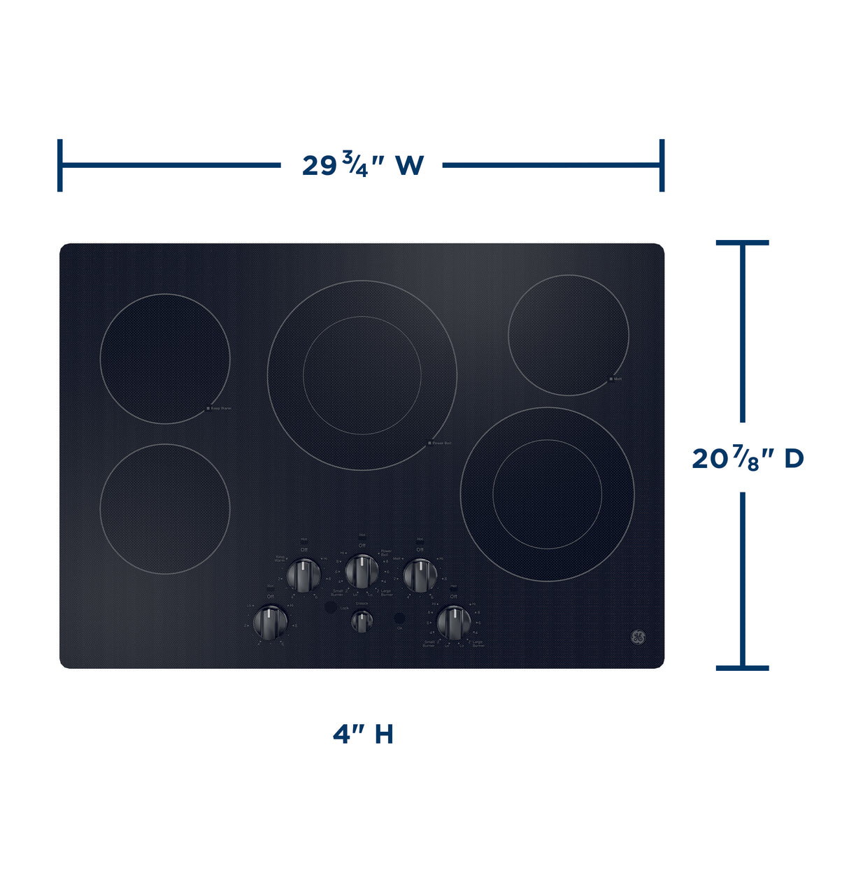 GE(R) 30" Built-In knob Control Electric Cooktop - (JEP5030DTBB)