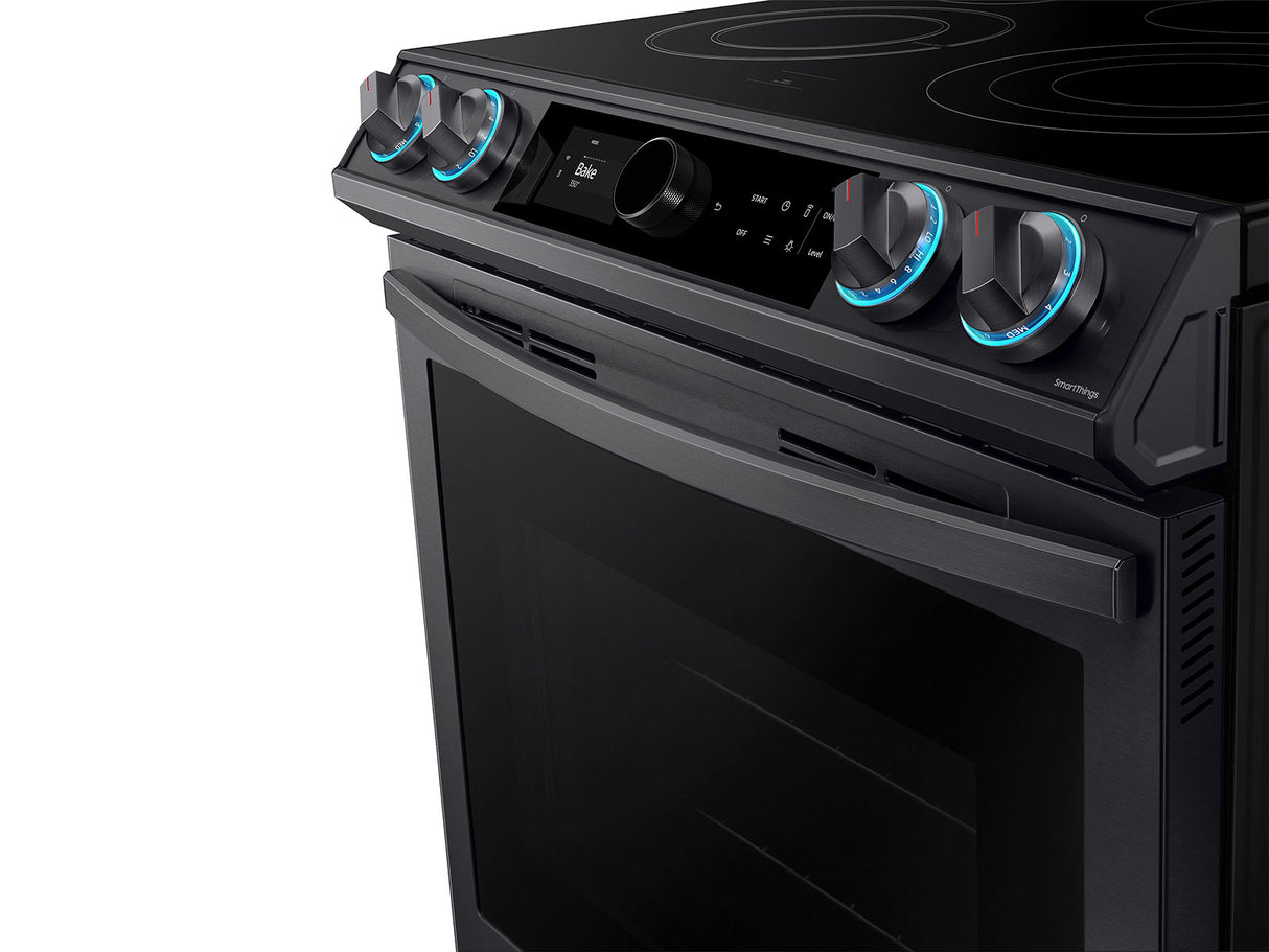 6.3 cu ft. Smart Slide-in Electric Range with Smart Dial & Air Fry in Black Stainless Steel - (NE63T8711SG)