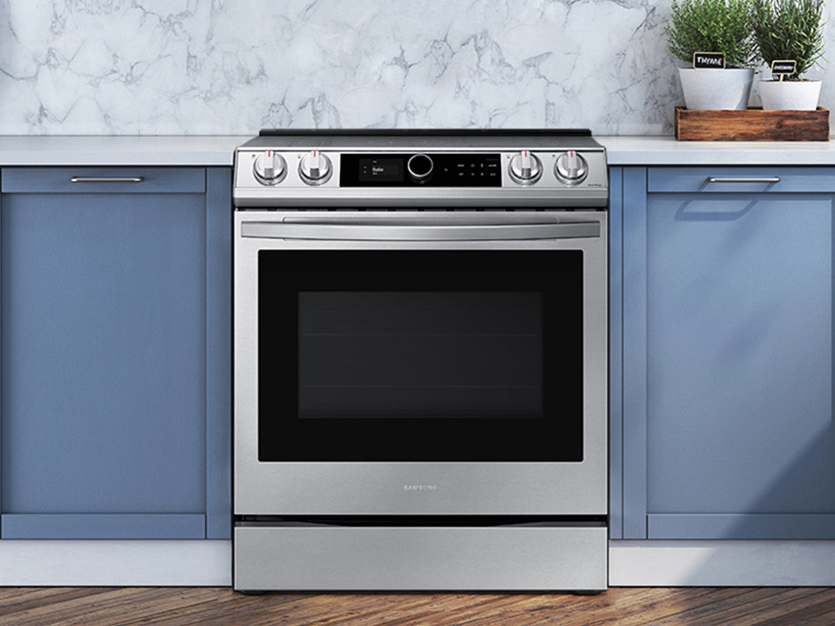 6.3 cu ft. Smart Slide-in Electric Range with Smart Dial & Air Fry in Stainless Steel - (NE63T8711SS)