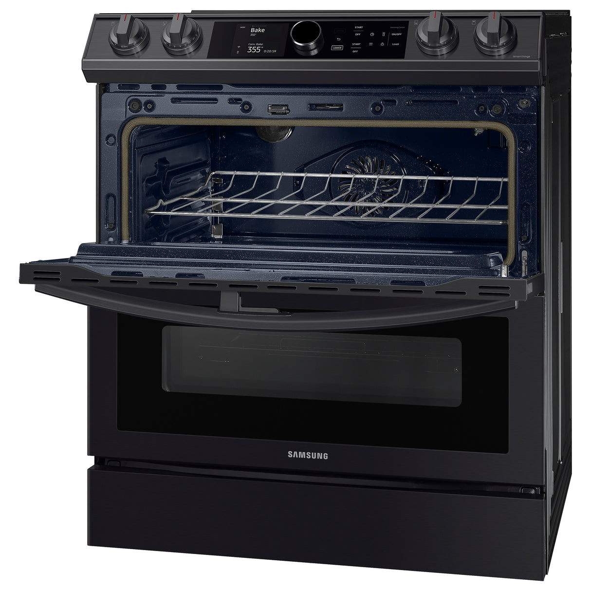 6.3 cu ft. Smart Slide-in Electric Range with Smart Dial, Air Fry, & Flex Duo(TM) in Black Stainless Steel - (NE63T8751SG)