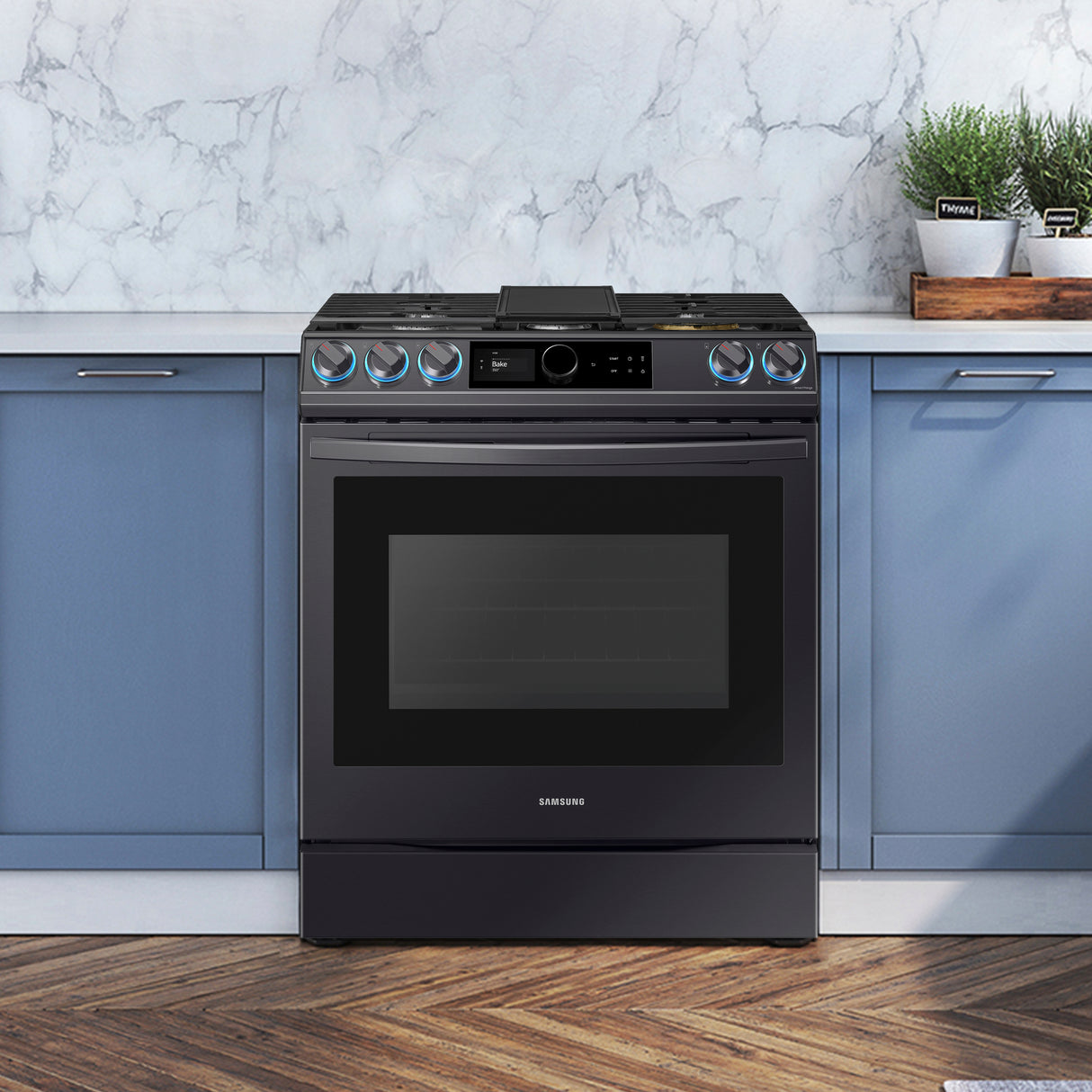 6.0 cu ft. Smart Slide-in Gas Range with Smart Dial & Air Fry in Black Stainless Steel - (NX60T8711SG)