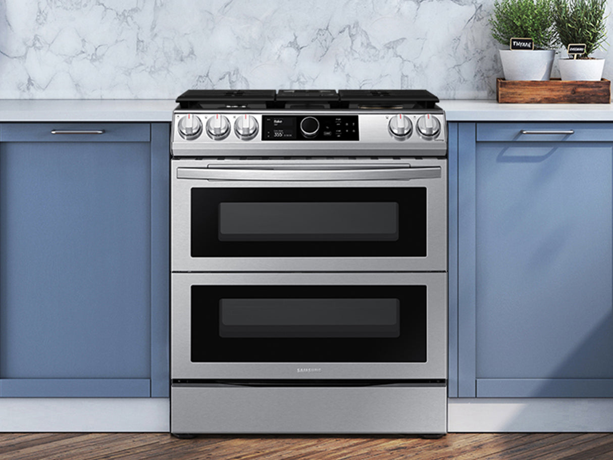 6.3 cu. ft. Flex Duo(TM) Front Control Slide-in Dual Fuel Range with Smart Dial, Air Fry, and Wi-Fi in Stainless Steel - (NY63T8751SS)