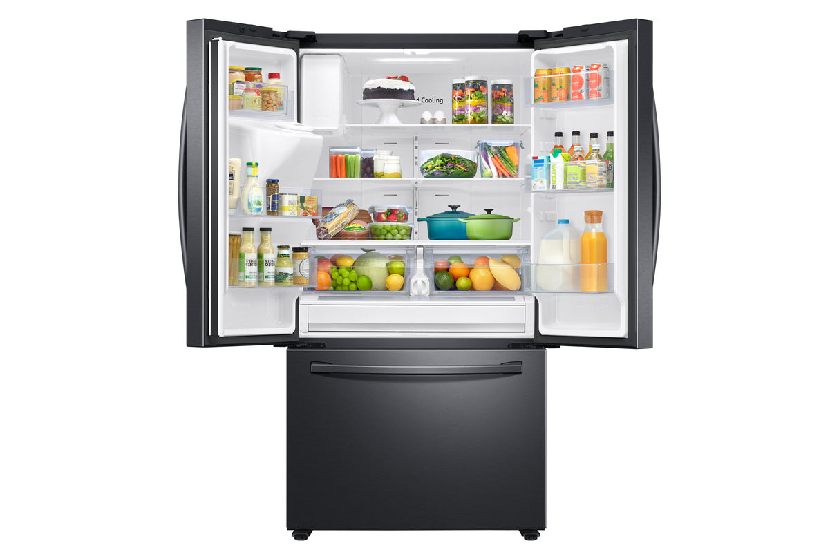 27 cu. ft. Large Capacity 3-Door French Door Refrigerator with External Water & Ice Dispenser in Black Stainless Steel - (RF27T5201SG)