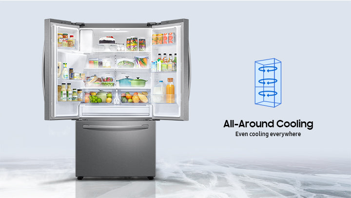 27 cu. ft. Large Capacity 3-Door French Door Refrigerator with External Water & Ice Dispenser in Stainless Steel - (RF27T5201SR)