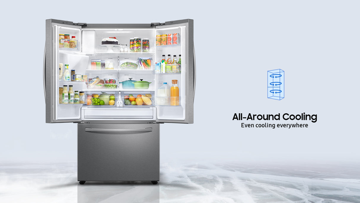 27 cu. ft. Large Capacity 3-Door French Door Refrigerator with External Water & Ice Dispenser in Stainless Steel - (RF27T5201SR)